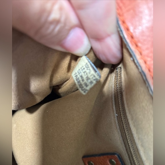 Patricia Nash Leather Ferraro Handbag Framed Flower Purse Clasp Pink Orange Bag - Picture 12 of 12